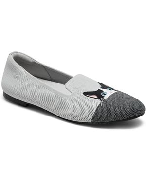VIVAIA Audrey Round-toe Slip-on Embroidered Loafers - Gray
