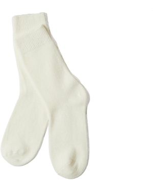 Stems Cozy Lounge Crew Socks - White