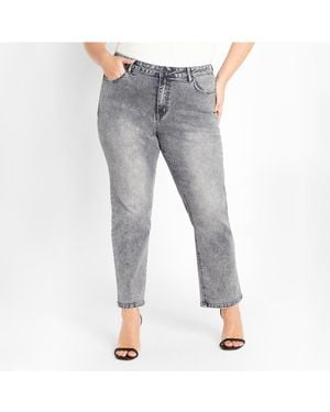 City Chic Plus Size Harley Fit Keyla Straight Jean - Gray