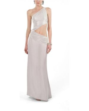 Nocturne Sequin One Shoulder Cutout Maxi Dress - White