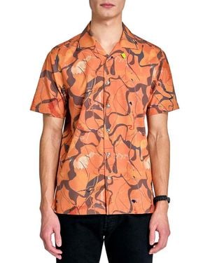 Society of Threads Regular Fit 4-way Stretch Performance Solid Short Sleeve Button Down - Orange