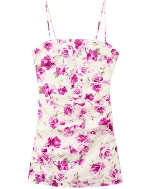 Mango Floral Ruched Mini Dress - Pink