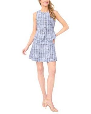 Cece Button Down Vest Flounce Hem Skirt - Blue