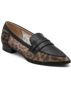 Charles David Evan Pointed Toe Low Heel Mesh Penny Loafers - Brown