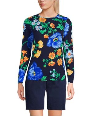 Lands' End Long Sleeve Sunshade Upf 50 Quick Dry Crewneck Garden Tee - Blue