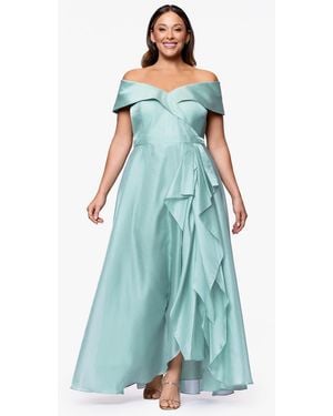 Xscape Plus Size Off-the-shoulder Sleeveless Gown - Blue