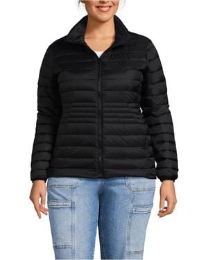 Lands' End Plus Size Wanderweight Packable Down Jacket - Black