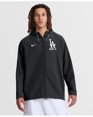 Nike Los Angeles Dodgers Authentic Collection Raglan Therma-fit Full-zip Hooded Jacket - Black