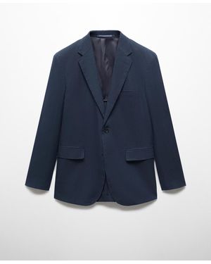 Mango 100% Linen Slim-fit Suit Blazer - Blue