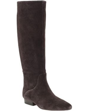 Calvin Klein Slona Wide-calf Almond Toe Suede Boots - Brown