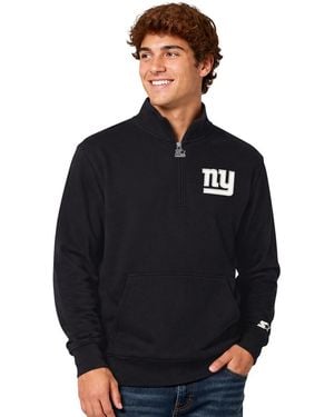 Starter New York Giants Thursday Night Gridiron Batwing Quarter-zip Sweatshirt - Black