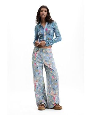 Desigual Printed Denim Pants - Blue
