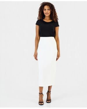 Kasper Crepe Column Midi Skirt - Yellow