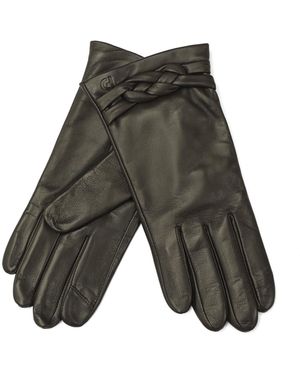 Cole Haan Knot Detail Leather Gloves - Gray