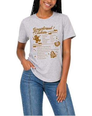 Instant Message Gingerbread Cookie Recipe Oversized Graphic Crewneck T-shirt - Blue