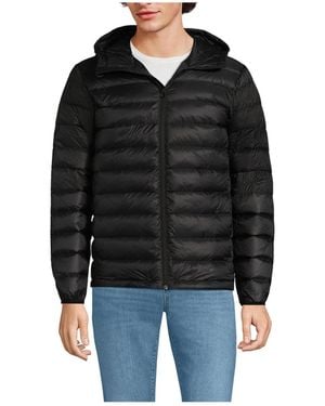 Lands' End Hooded Wanderweight Packable Down Jacket - Black