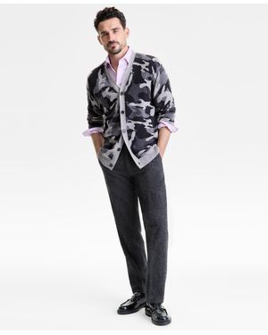 Club Room 100% Cashmere Camo-print V-neck Cardigan - Blue