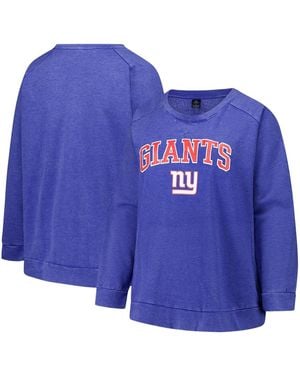 Profile New York Giants Plus Size Acid Wash Raglan Sweatshirt - Blue