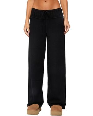 Edikted Russell Straight Leg Knit Pants - Black