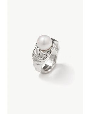 Classicharms Nora Freshwater Pearl Molten Statement Ring - White