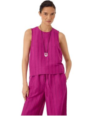 Hush Vera Stripe Linen-blend Sleeveless Shell Top - Purple
