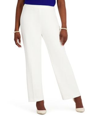 Kasper Elasticized Back Wide-leg Pants - White