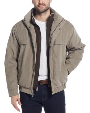 Weatherproof Microfiber Poly Filled Bomber Jacket - Gray