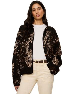 Sanctuary Jacquard-knit Semi-cropped Collarless Jacket - Black