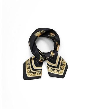 Fable England Nouveau Floral Small Square Scarf - Black