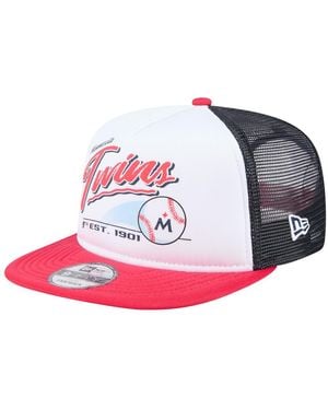 KTZ White/red Minnesota Twins Retro Script Trucker 9fifty Snapback Hat - Pink