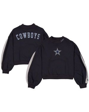 KTZ Dallas Cowboys Sport Night Mock Neck Balloon Sleeve Pullover Sweatshirt - Blue