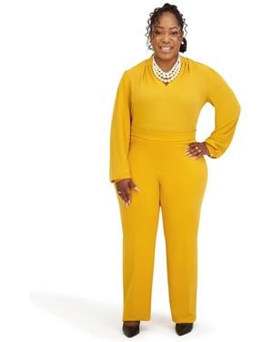 Kasper Long Sleeves V-neck Top - Yellow