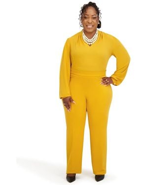 Kasper Long Sleeves V-neck Top - Yellow
