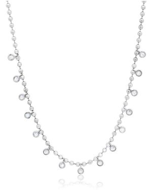 The Lovery Beaded Cz Dangle Necklace Sterling Silver - White