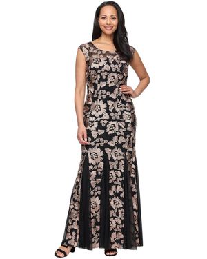 Alex Evenings Floral Soutache Dress - Black