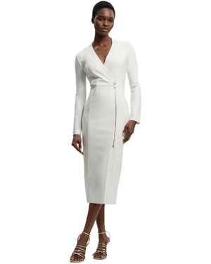 Karen Millen Bandage Zip Detail Midi Dress - White