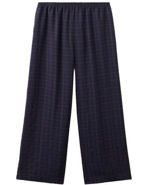 Mango Plaid Straight-fit Pants - Blue