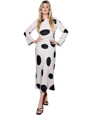 Warehouse Polka Dot Scoop Back Maxi Dress - White