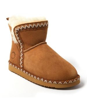 Dearfoams Fireside By Perth Genuine Shearling Fold Down Bootie - Brown