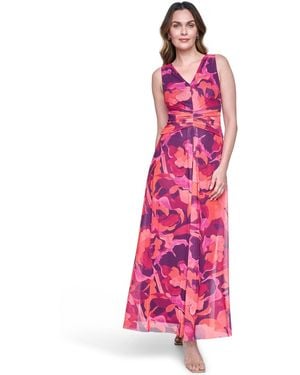 Eliza J Sleeveless V-neck Ruched Waist Midaxi Dress - Pink