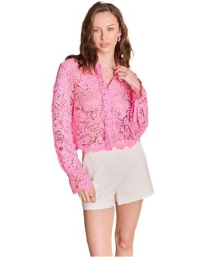 Endless Rose Textured Sheer Long Sleeve Top - Pink