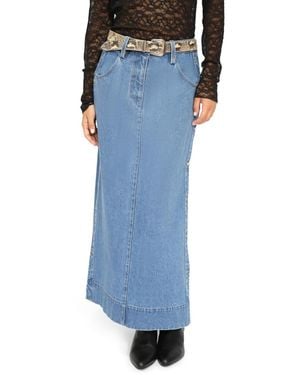 Belle & Bloom Edge Line Denim Maxi Skirt - Blue