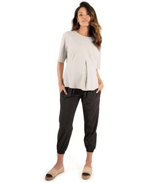 Ingrid & Isabel Maternity Short Sleeve Stretch Woven Top - Natural