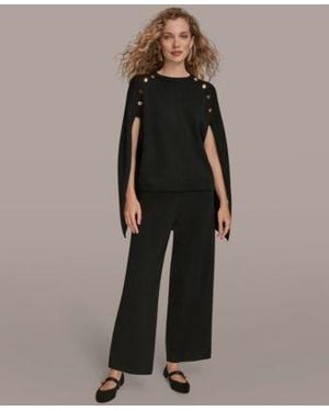 Donna Karan Sleeveless Sweater Pull On Sweater Pants - Brown