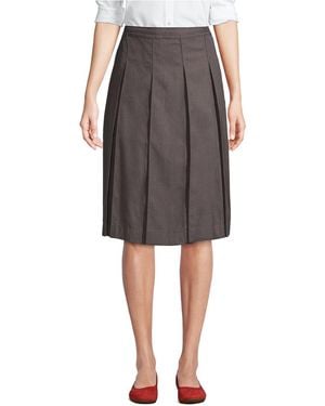 Lands' End Box Pleat Skirt Below The Knee - Gray