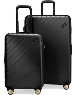 Elle Louvre 2-piece Expandable Retro Spinner luggage Set - Black