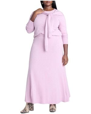 Eloquii Plus Size Flared Sweater Maxi Skirt - Pink
