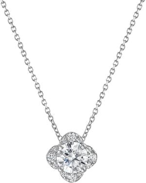 Macy's Lab-grown Diamond Flower Shape Pendant Necklace (1-1/5 Ct. T.w. - Metallic