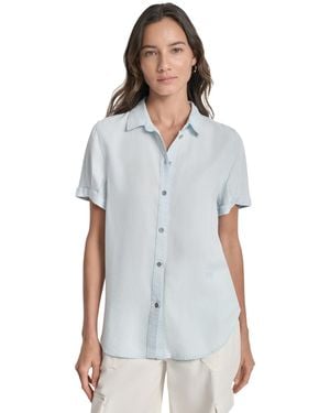 DKNY Rolled-sleeve Button-up Shirt - White