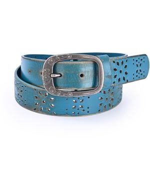 Old Trend Blooming Crocus Leather Belt - Blue